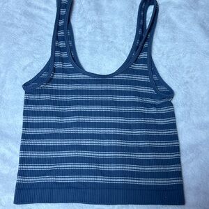 Aerie Blue and Gray Striped Crop Top